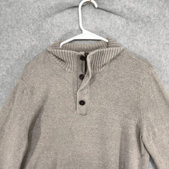 American Eagle Outfitters Pullover Sweater Mens Sz L Brown 1/4 Zip Button Casual - Picture 2 of 12